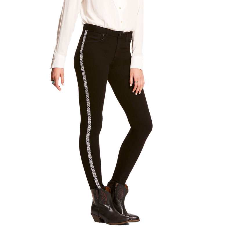 Ariat Ultra Stretch Perfect Rise Chevron Skinny - Naisten Mustat Farkut ( BFZEYO-382 )